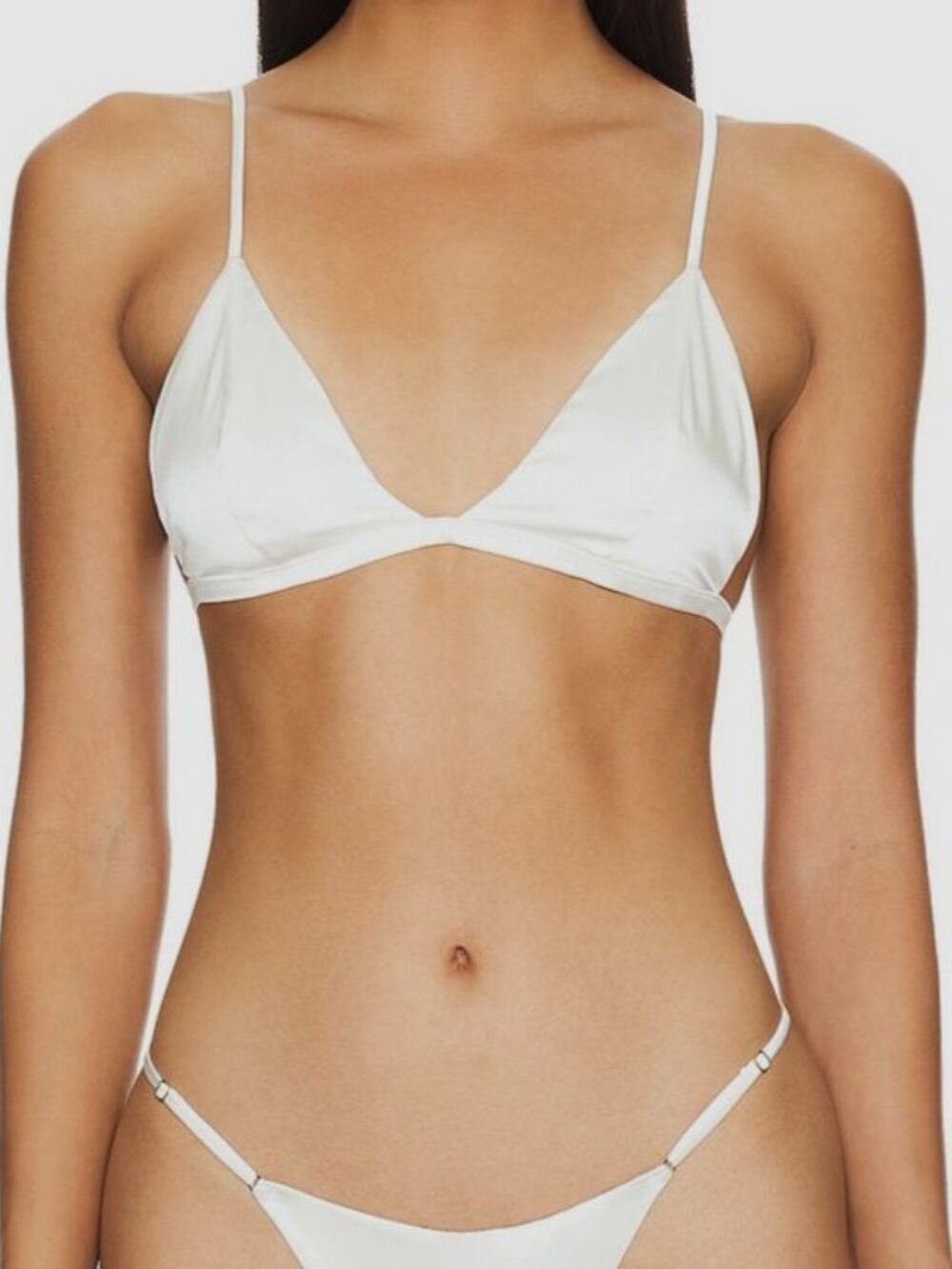 Kiki De Montparnasse Women's Ivory Silk Satin Wireless Tous Les Jours Bra Size M